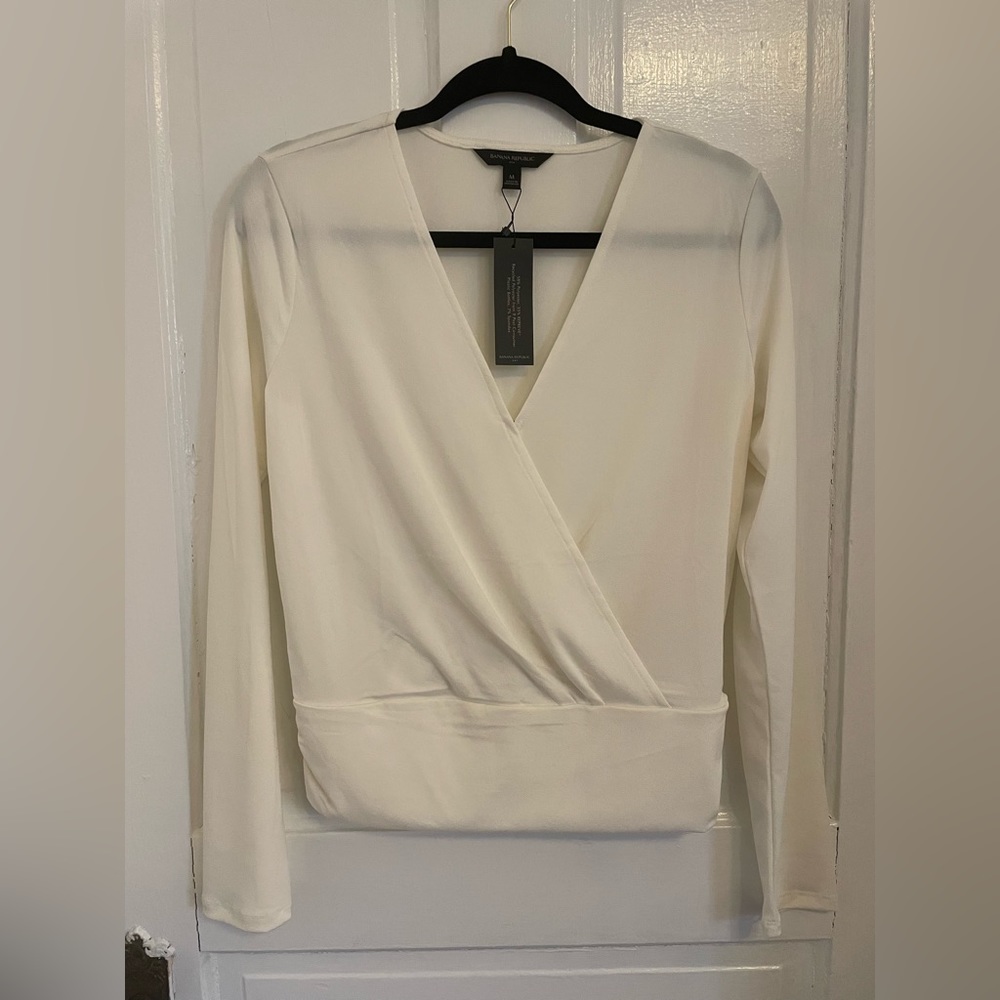 Banana Republic White Surplice Top
